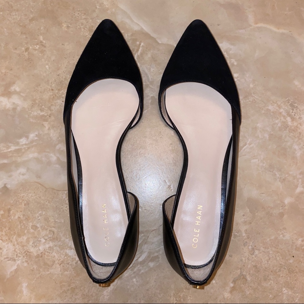 Cole Haan Bambra Black Leather Suede d’Orsay Flats